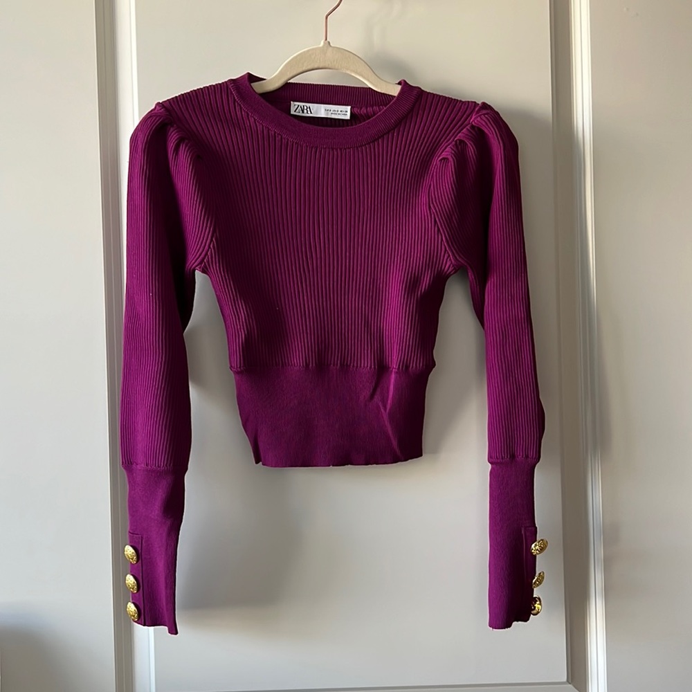 Zara Cropped fine-knit top